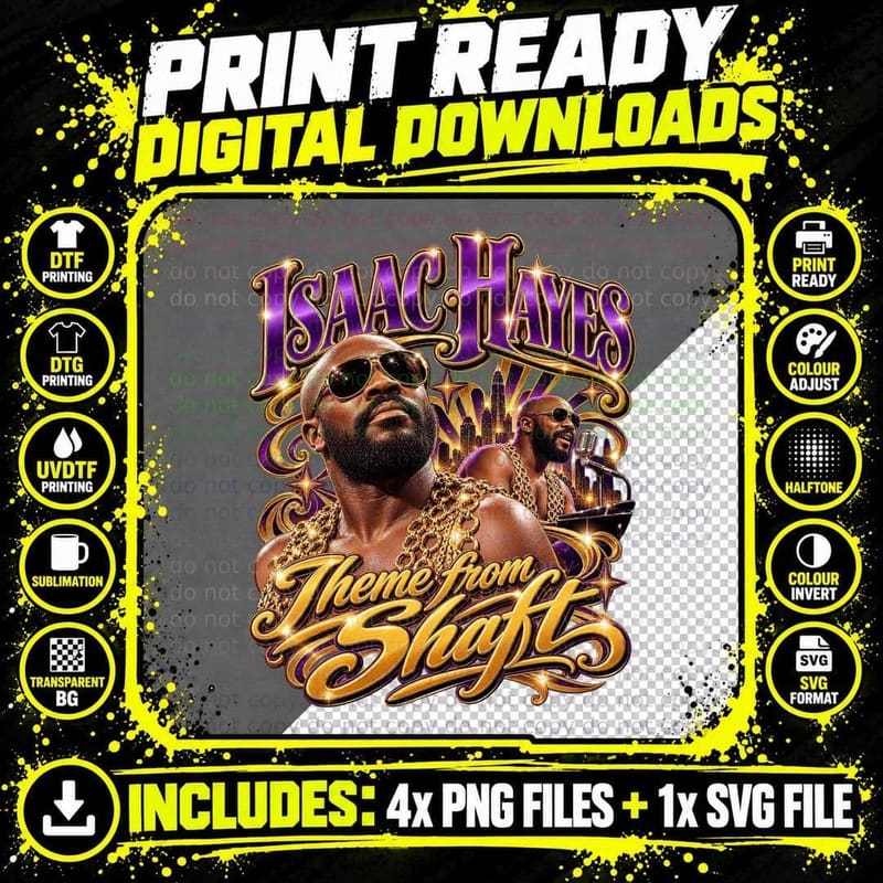 Shaft Vintage Isaac Hayes Theme From Shaft 70s Funk Soul Png SVG Digital Bundle