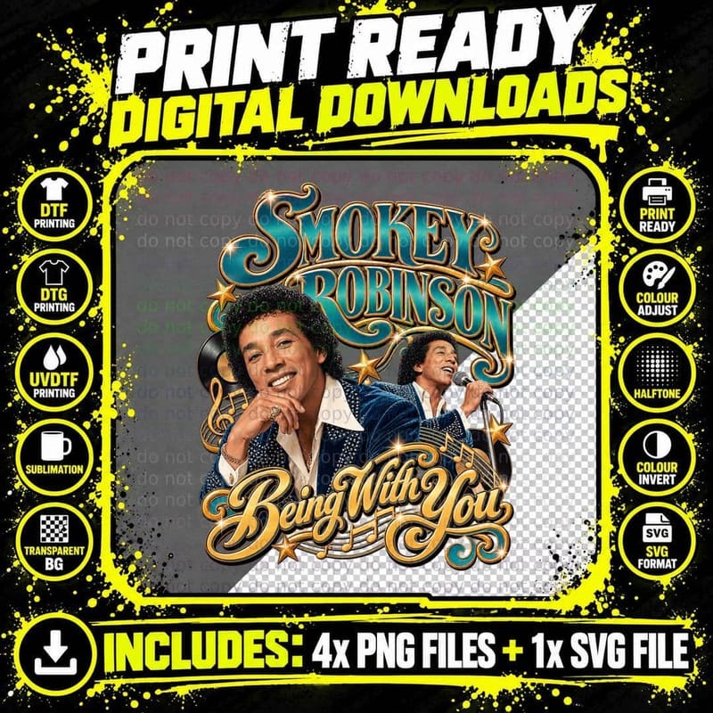 Smokey Robinson Vintage The Tracks of My Tears Soul Png SVG Digital Bundle