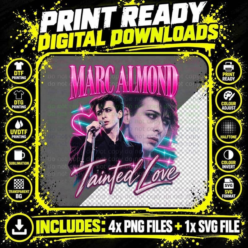 Soft Cell Vintage Marc Almond Tainted Love 80s New Wave Png SVG Digital Bundle