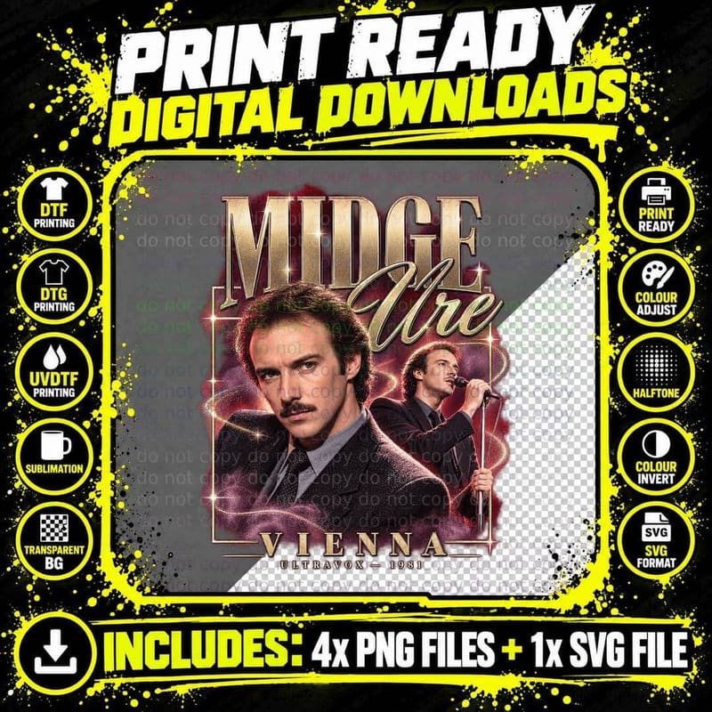 Ultravox Vintage Midge Ure Vienna 1981 New Romantic 80s Png SVG Digital Bundle