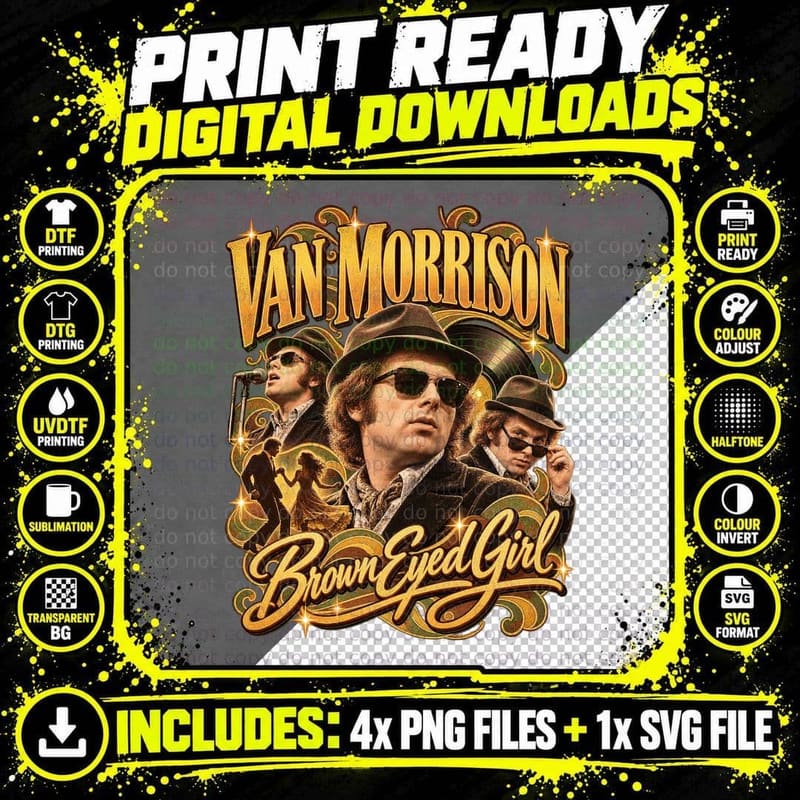 Van Morrison Brown Eyed Girl 1970 Soul Vintage Retro Png SVG Digital Bundle