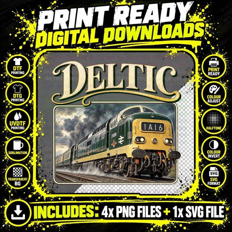 Class 55 Deltic Vintage Photo British Rail Diesel Png SVG Digital Bundle