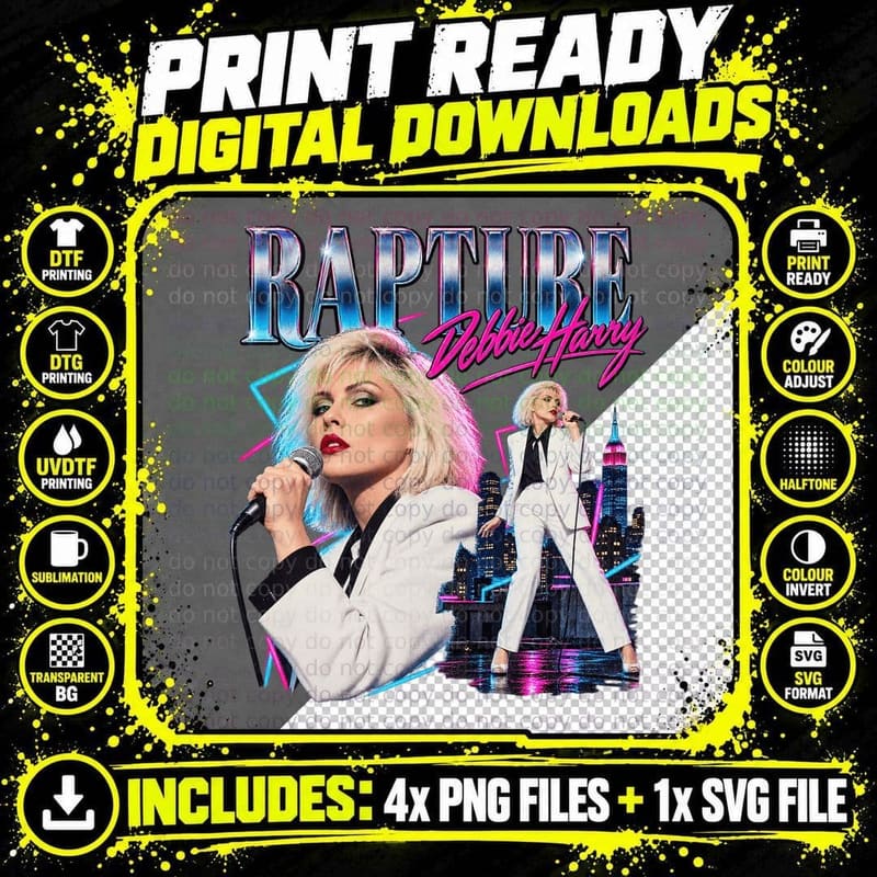 Debbie Harry Rapture Vintage Concert Blondie New Wave Png SVG Digital Bundle