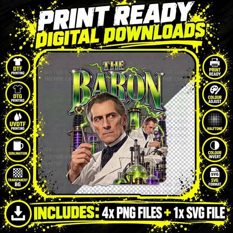 Frankenstein Must Be Destroyed Retro Peter Cushing Png SVG Digital Bundle