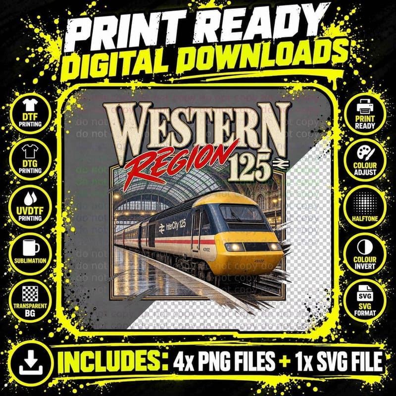 InterCity 125 Vintage Photo Western Region British Rail Png SVG Digital Bundle