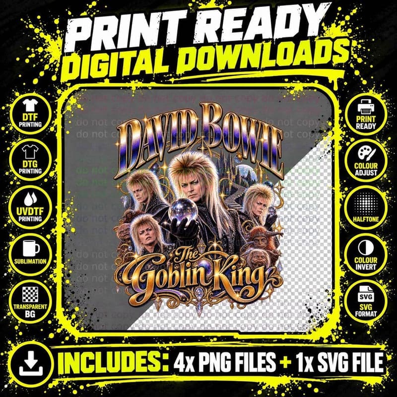 Labyrinth David Bowie Goblin King Jareth 1986 Fantasy Png SVG Digital Bundle