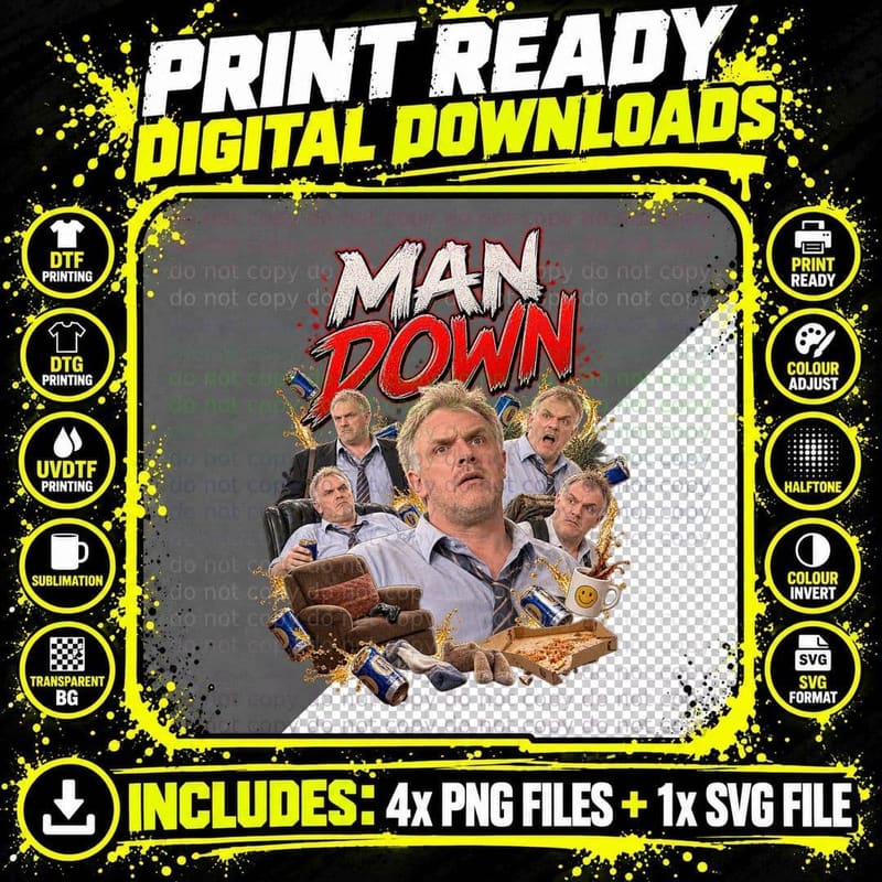 Man Down Vintage Greg Davies Dan British Sitcom Retro Png SVG Digital Bundle