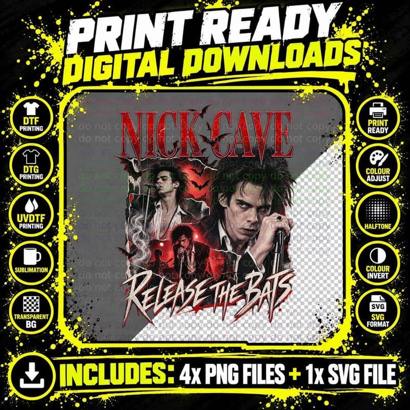 Nick Cave Vintage Release The Bats The Birthday Party Png SVG Digital Bundle