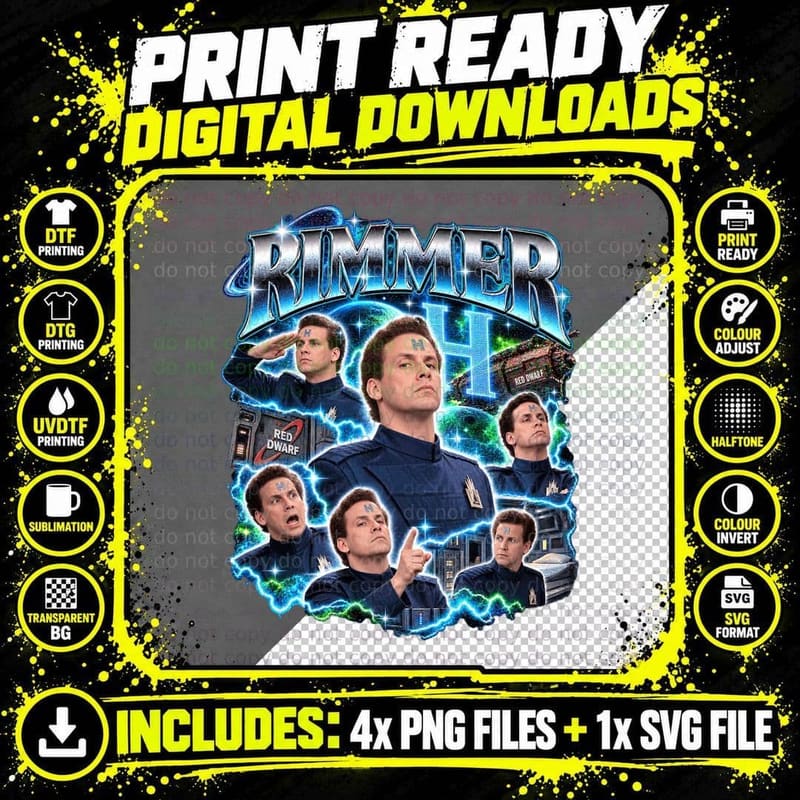 Red Dwarf Vintage Arnold Rimmer Hologram Sci Fi Comedy Png SVG Digital Bundle