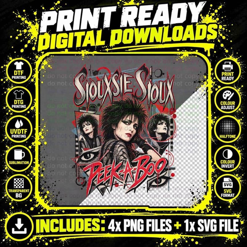 Siouxsie Sioux Peek-A-Boo 1988 Vintage Post Punk Gothic Png SVG Digital Bundle