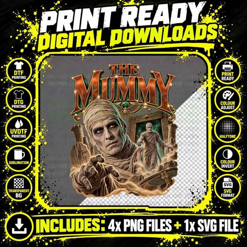 The Mummy 1959 Vintage Christopher Lee Hammer Horror Png SVG Digital Bundle