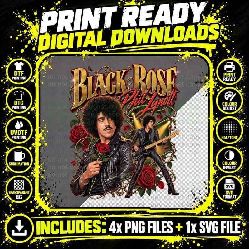 Thin Lizzy Black Rose Vintage Album Phil Lynott Irish Png SVG Digital Bundle