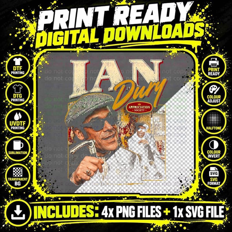 Ian Dury Blockheads Vintage Punk Rock Retro Music Png SVG Digital Bundle