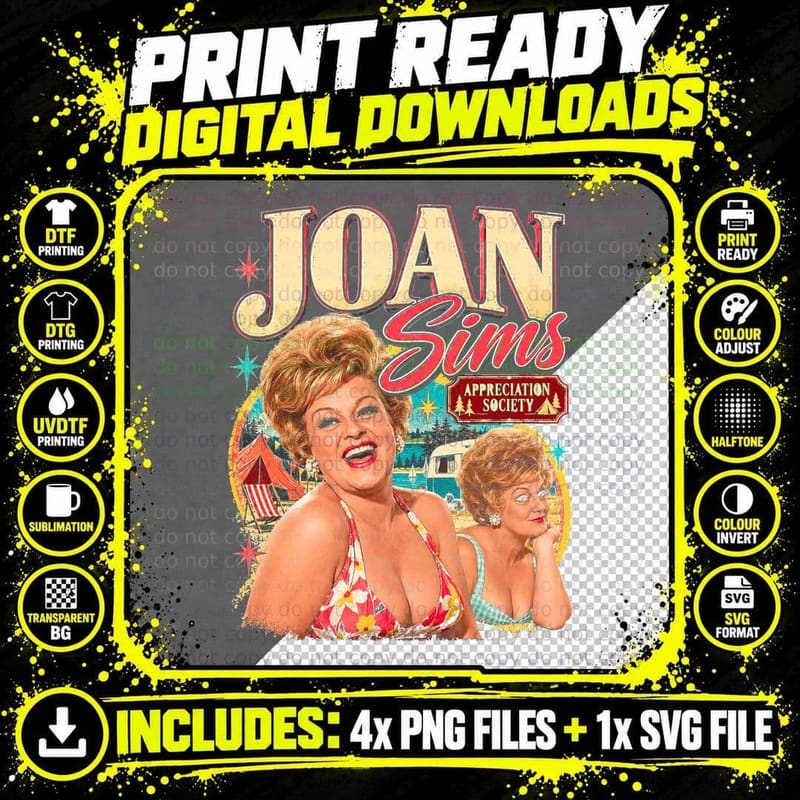 Joan Sims Carry On Actress Retro 60s British Comedy Png SVG Digital Bundle