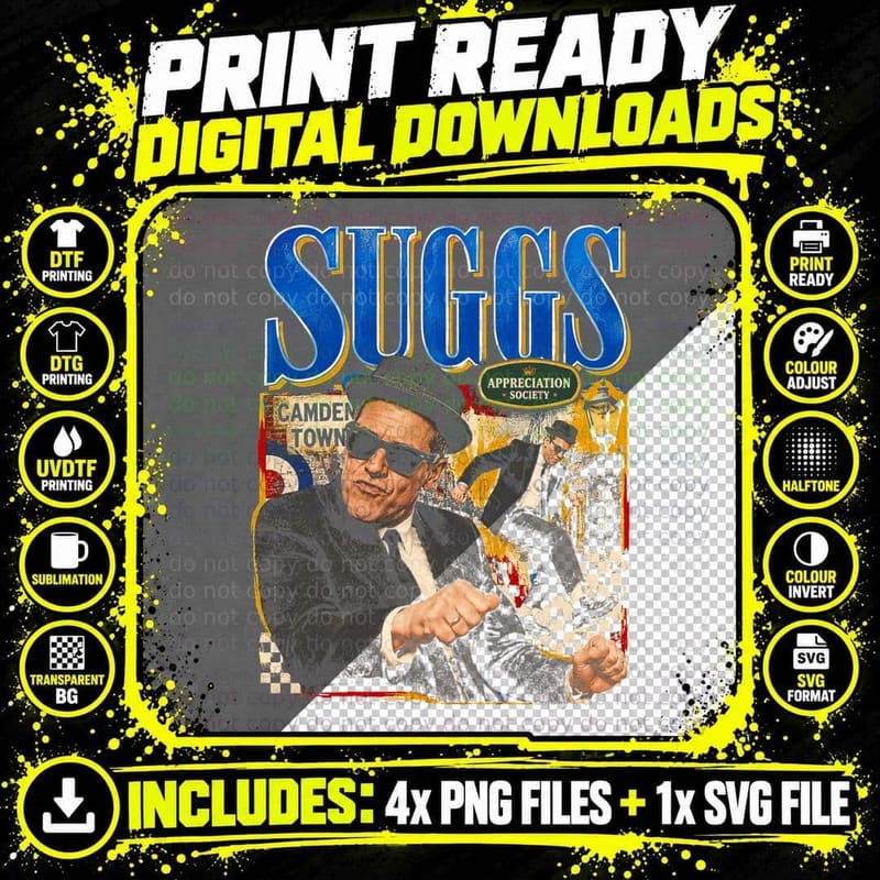 Madness Vintage Suggs Ska Revival Retro British Music Png SVG Digital Bundle