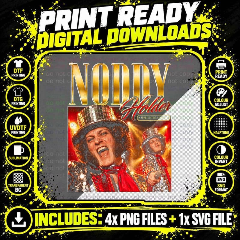 Slade Vintage Noddy Holder Glam Rock Retro Band Music Png SVG Digital Bundle