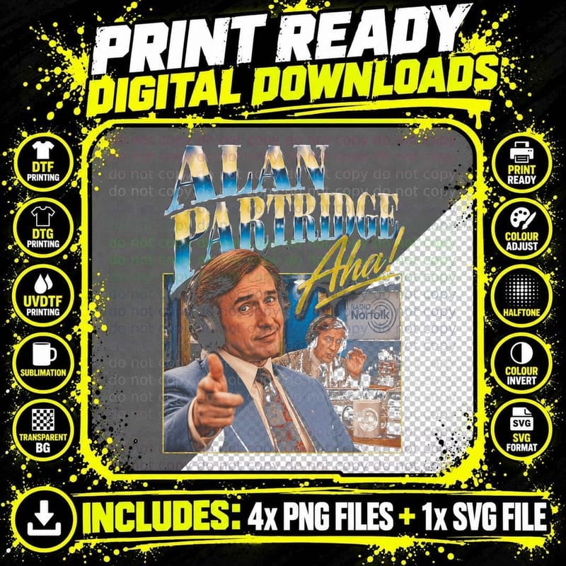 Alan Partridge Vintage Bootleg Retro TV Radio Comedy Png SVG Digital Bundle