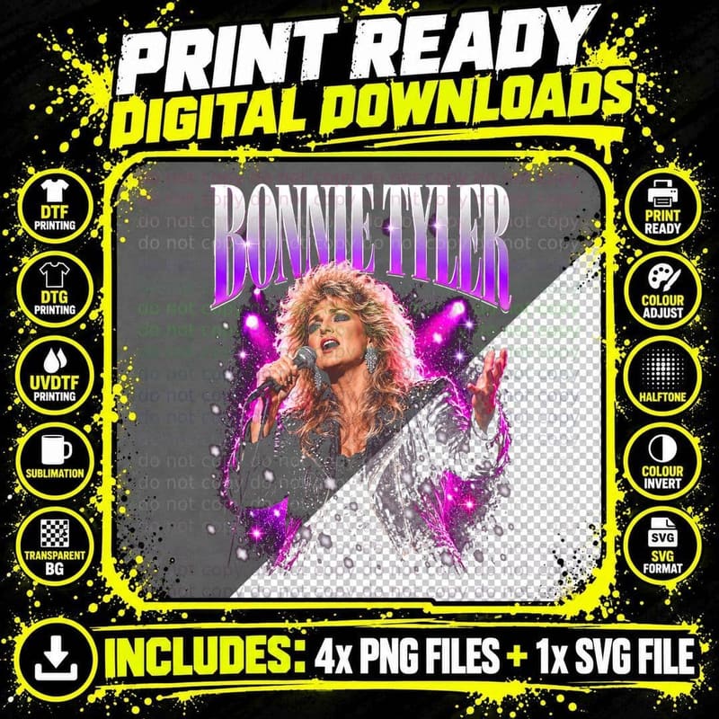 Bonnie Tyler Welsh Rock Singer Christmas Retro 80s Fan Png SVG Digital Bundle