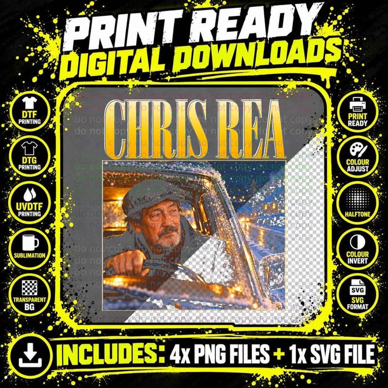 Chris Rea Driving Home for Christmas Retro Music Fan Png SVG Digital Bundle