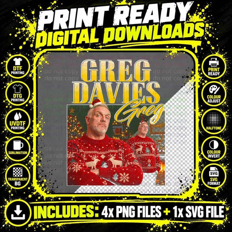 Greg Davies Christmas Jumper Funny British Comedian Fan Png SVG Digital Bundle