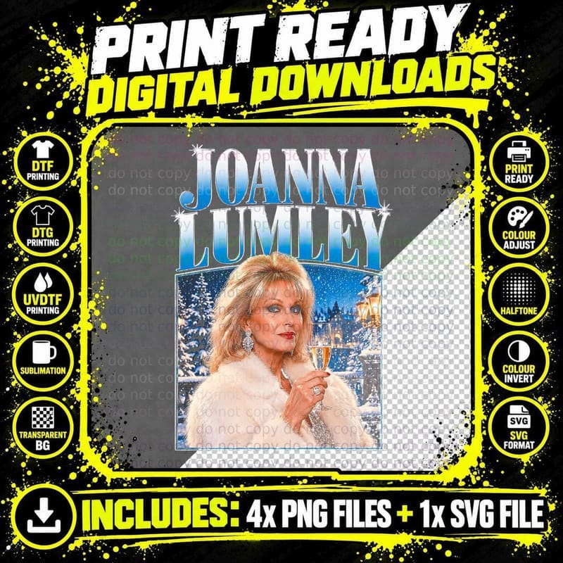 Joanna Lumley Christmas Vintage Retro Glamour Celebrity Png SVG Digital Bundle