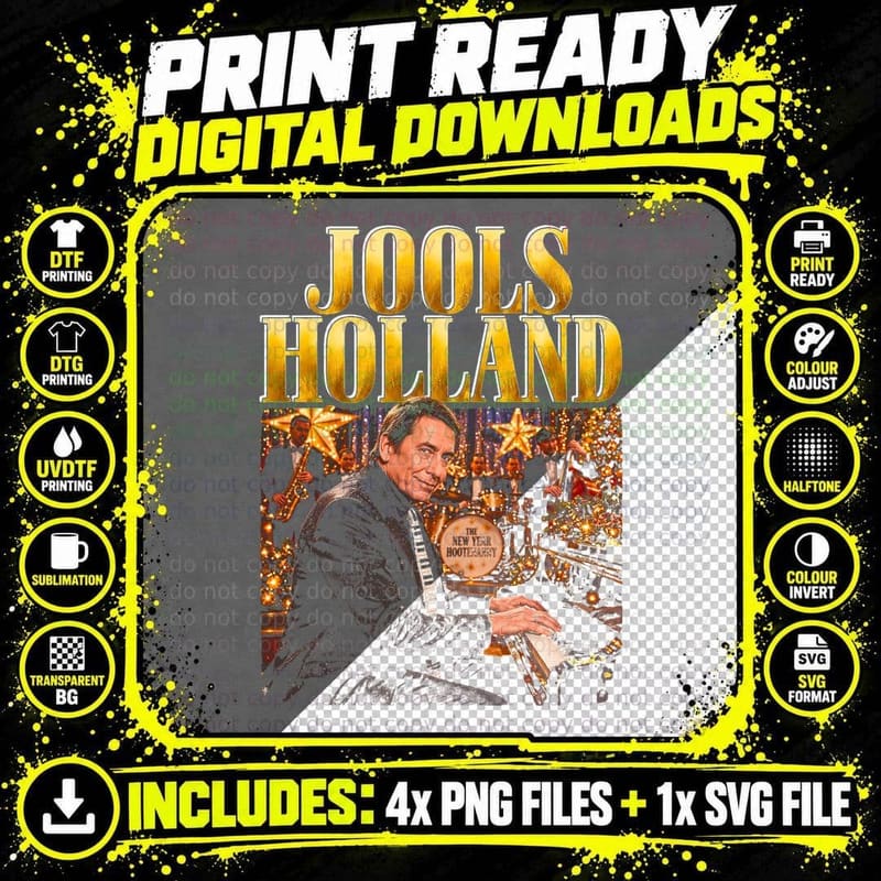 Jools Holland Christmas Piano Boogie Woogie Hootenanny Png SVG Digital Bundle