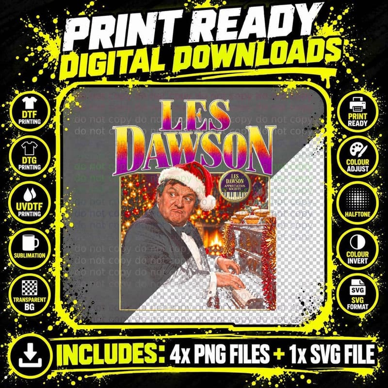 Les Dawson Christmas Piano Retro British Comedian Fan Png SVG Digital Bundle