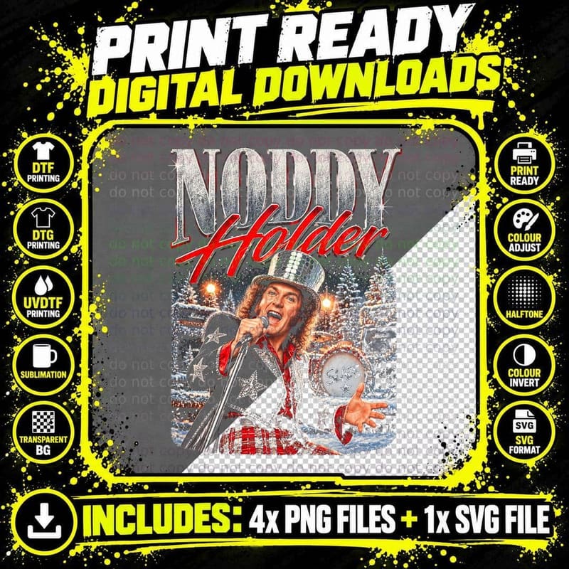 Noddy Holder Slade Glam Rock Vintage Christmas Music Png SVG Digital Bundle