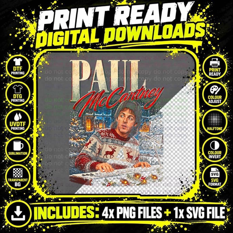 Paul McCartney Retro Christmas Synthesizer 1979 Music Png SVG Digital Bundle