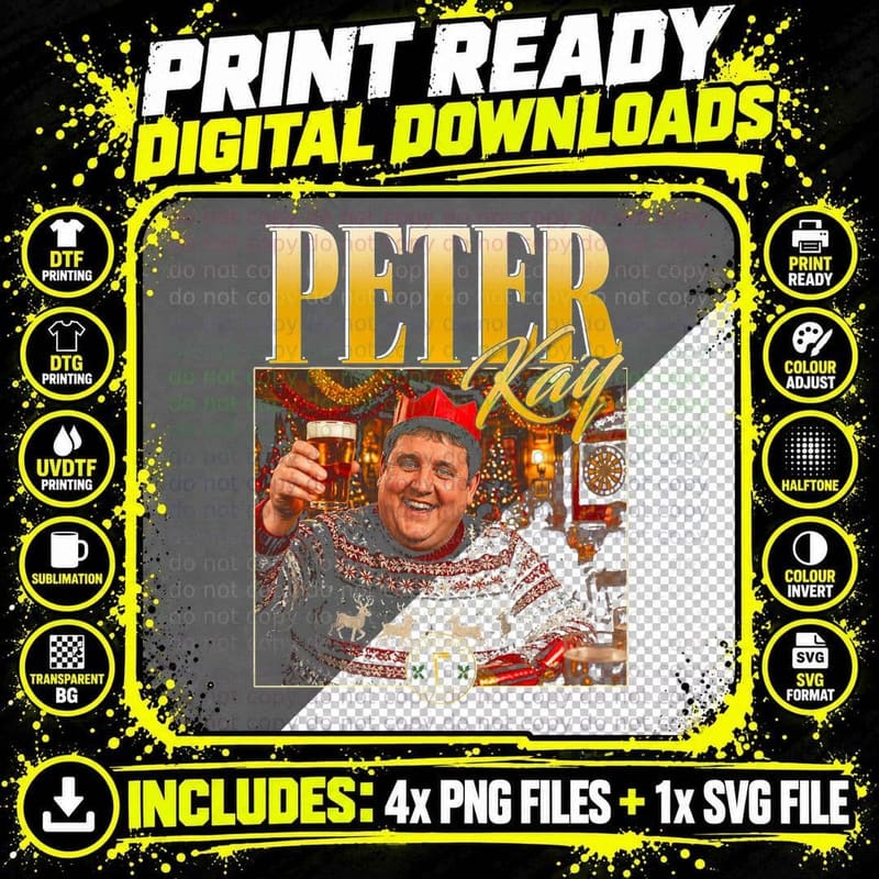 Peter Kay Christmas Jumper Pint Funny British Comedian Png SVG Digital Bundle