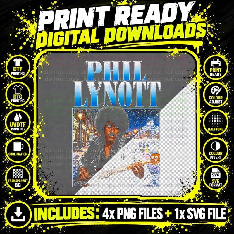 Phil Lynott Thin Lizzy Vintage Christmas Rock Fan Png SVG Digital Bundle