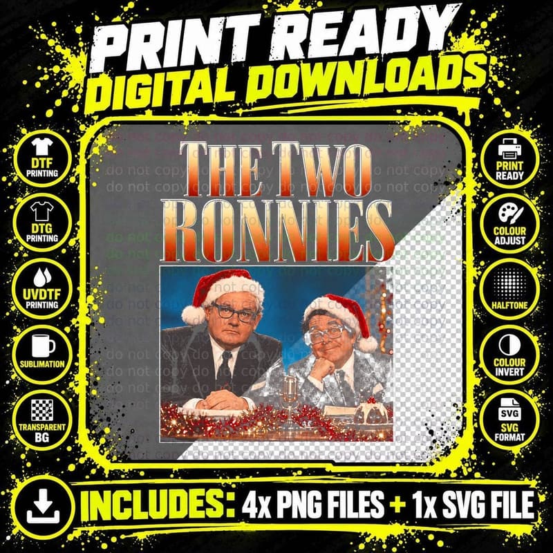 The Two Ronnies Christmas Santa Hat Retro British Comedy Png SVG Digital Bundle