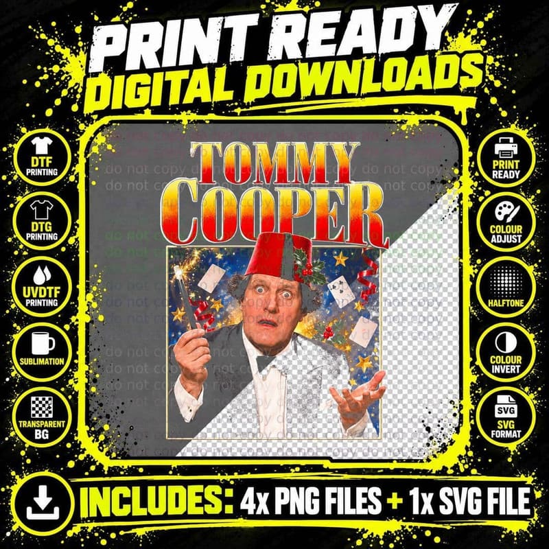 Tommy Cooper Christmas Fez Magic Cards Retro Comedy Png SVG Digital Bundle