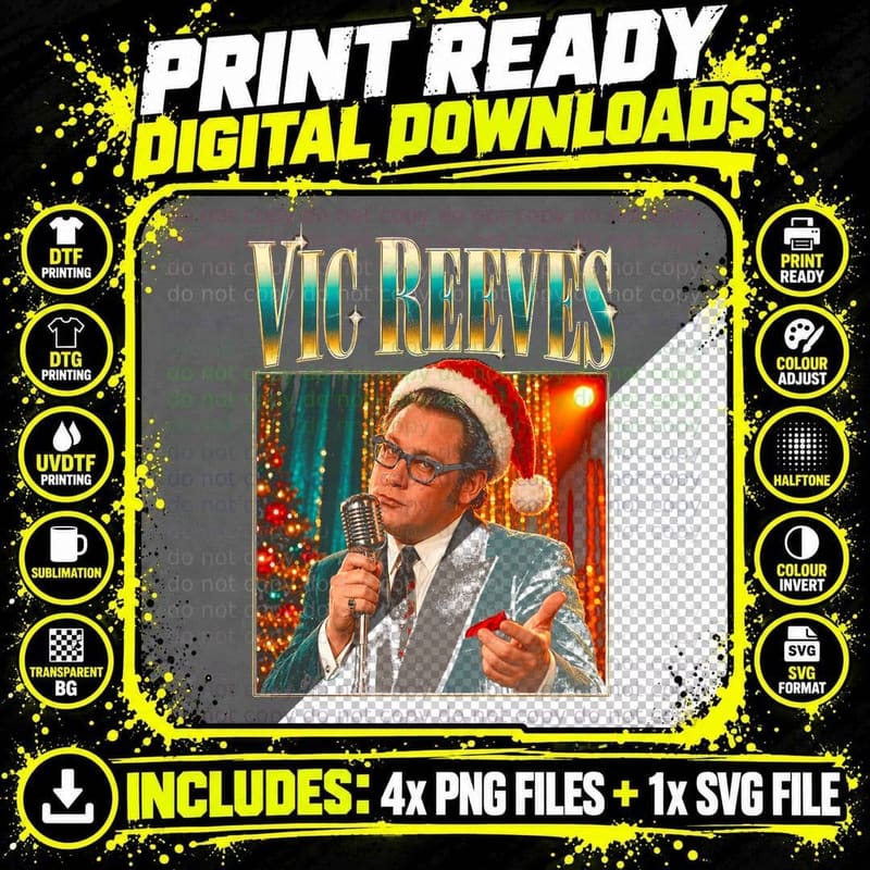 Vic Reeves Christmas 90s Cabaret Comedy Stage Fan Png SVG Digital Bundle