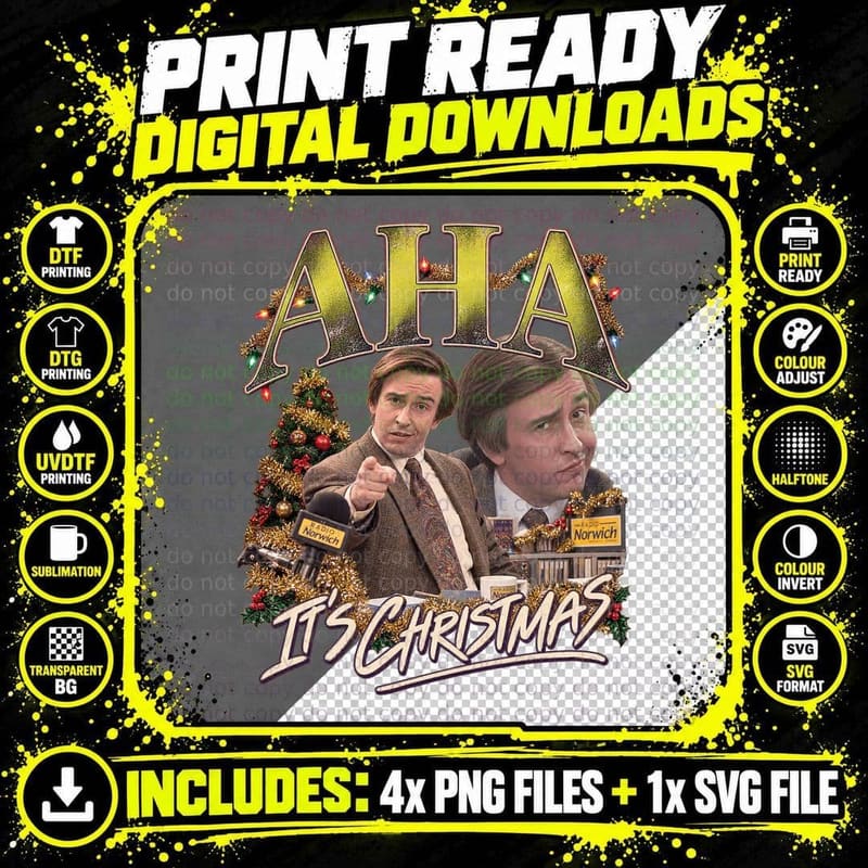 Alan Partridge Aha Its Christmas Norwich Retro British Png SVG Digital Bundle