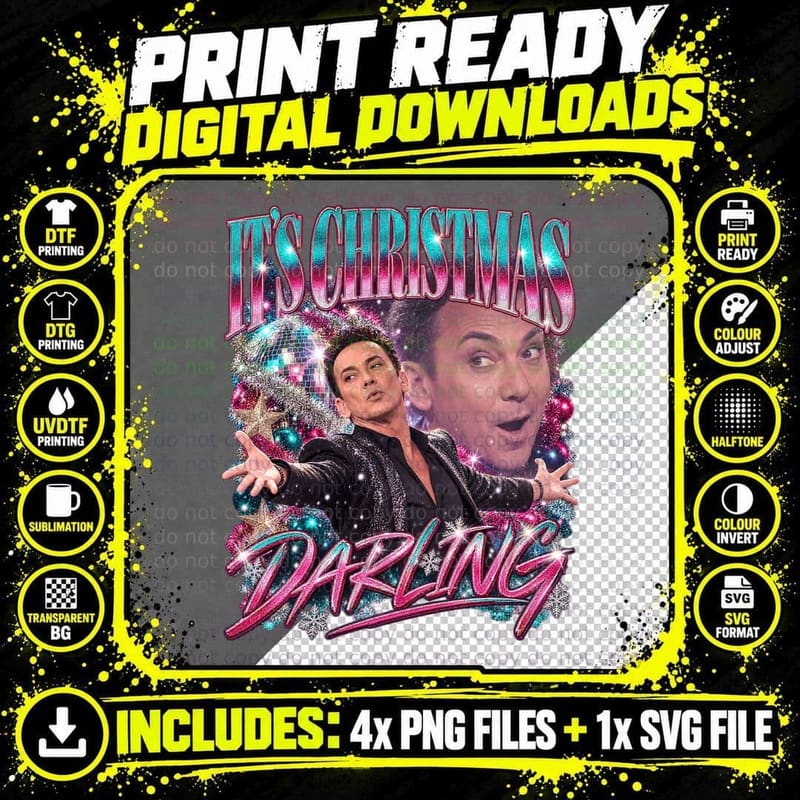 Bruno Tonioli Its Christmas Darling Disco Ball Retro Png SVG Digital Bundle