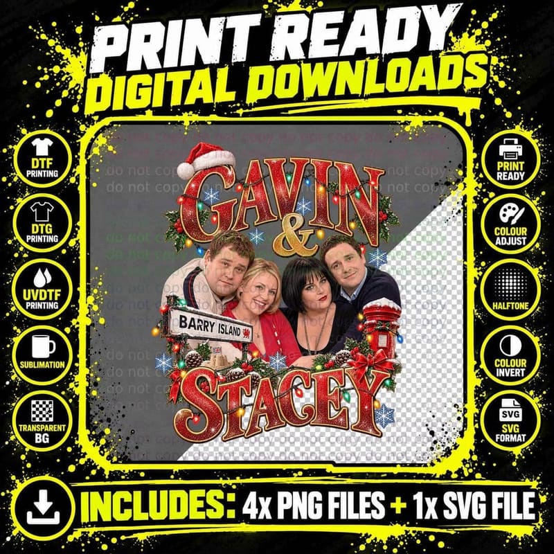 Gavin and Stacey Barry Island Christmas Retro British TV Png SVG Digital Bundle
