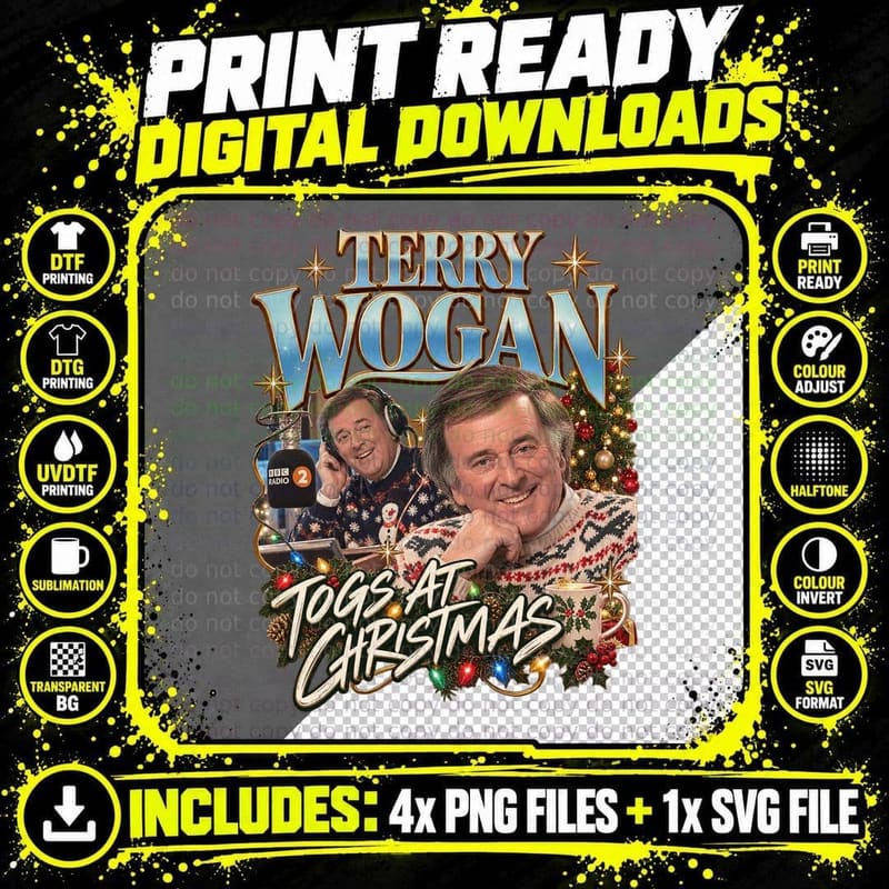 Wake Up to Wogan Retro Album Cover Terry Wogan Christmas Png SVG Digital Bundle