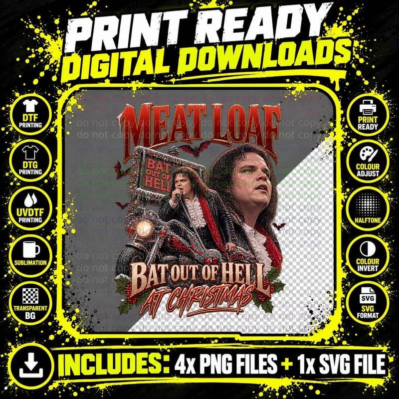 Meat Loaf Vintage Hard Rock Christmas Music Retro T-Shirt Png SVG Digital Bundle