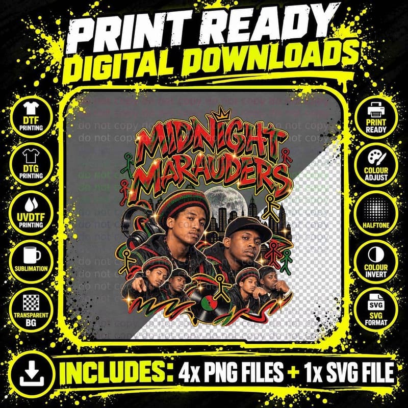 A Tribe Called Quest Vintage Graffiti Midnight Marauders Png SVG Digital Bundle