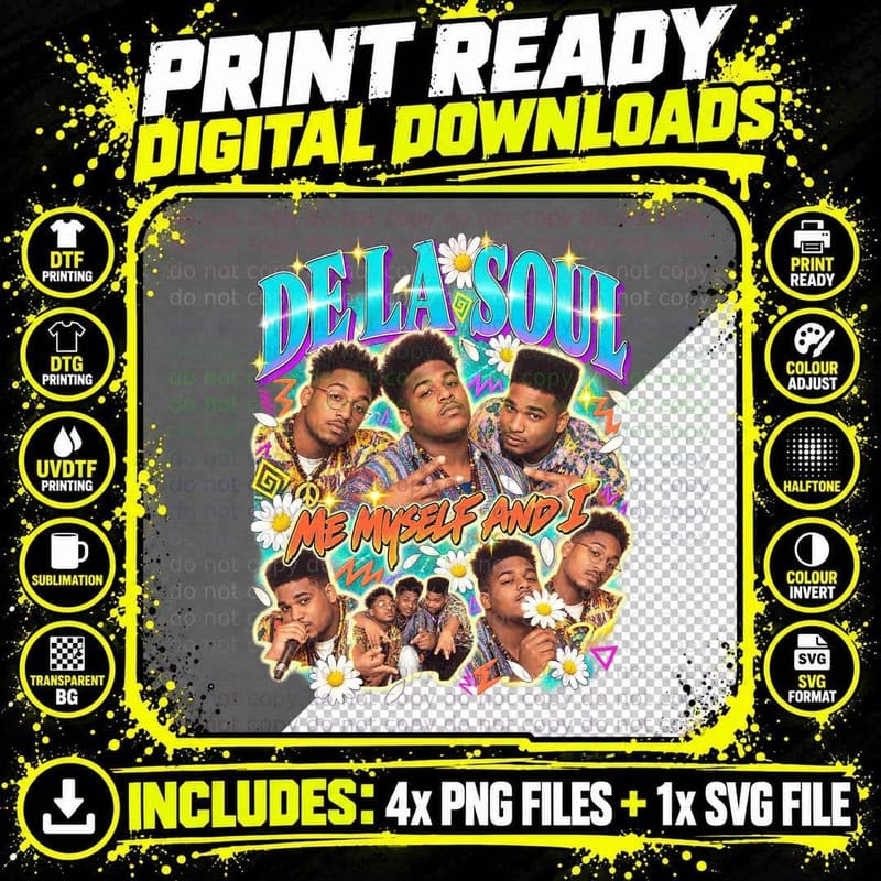 De La Soul Retro Collage Me Myself And I 1989 Daisy Png SVG Digital Bundle