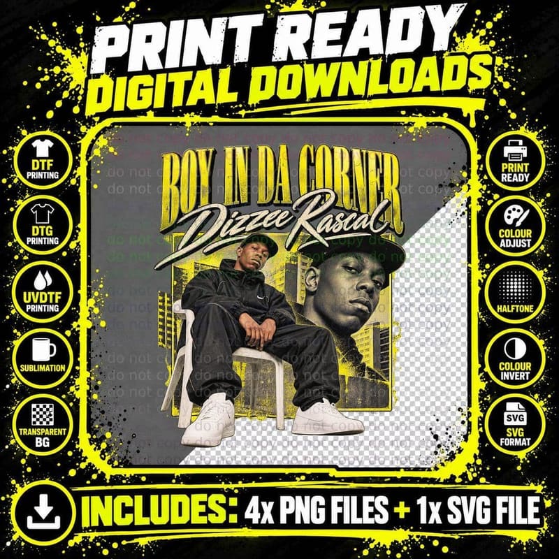 Dizzee Rascal Boy in da Corner Vintage UK Grime Rap Png SVG Digital Bundle