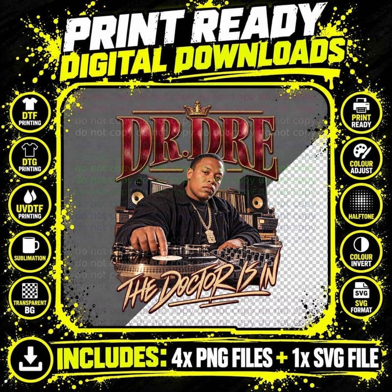 Dr Dre The Doctor Is In Vintage Bootleg 90s Hip Hop Rap Png SVG Digital Bundle