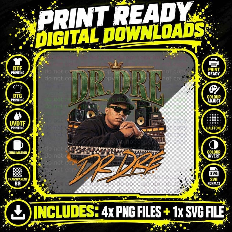 Dr Dre Vintage Bootleg 90s West Coast Hip Hop Rap Music Png SVG Digital Bundle