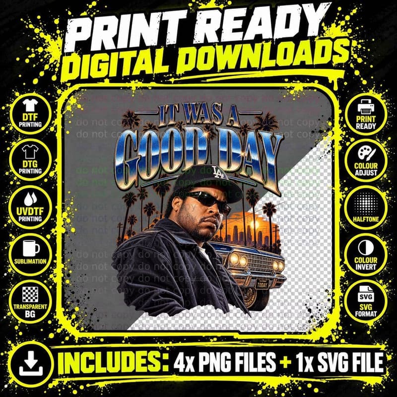 Ice Cube It Was a Good Day Vintage Bootleg 90s Hip Hop Png SVG Digital Bundle