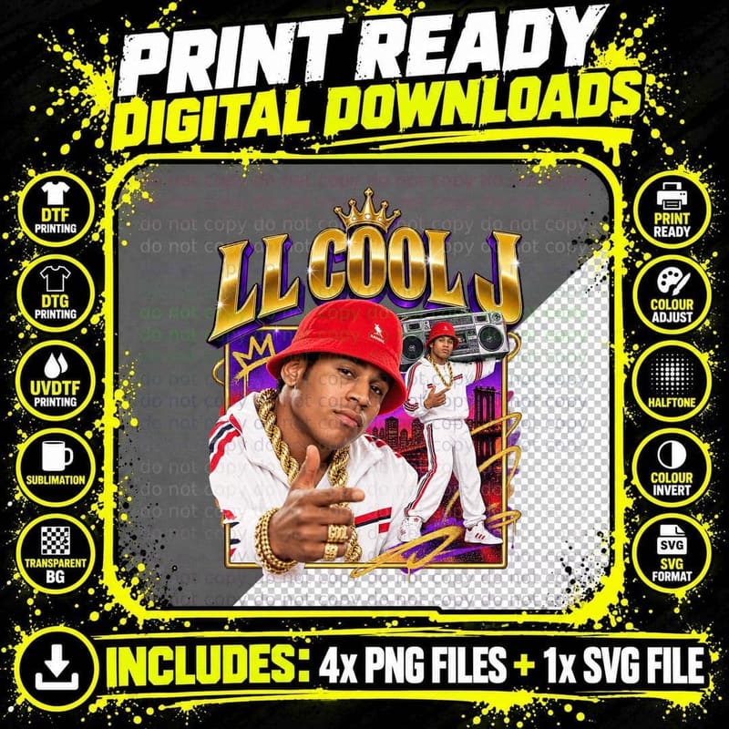 LL Cool J Bigger and Deffer Vintage 80s Old School Hip Png SVG Digital Bundle