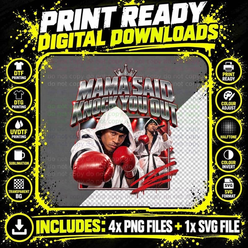 LL Cool J Mama Said Knock You Out Vintage 90s Boxing Hip Png SVG Digital Bundle