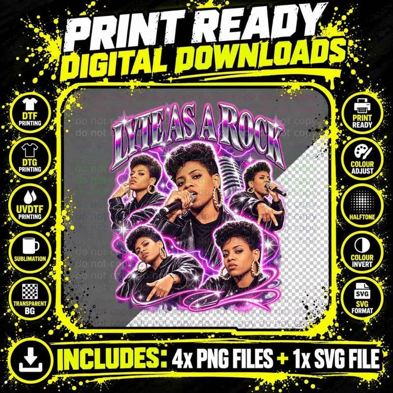 MC Lyte Lyte as a Rock Vintage Bootleg 1988 Hip Hop Rap Png SVG Digital Bundle