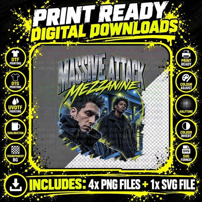 Massive Attack Mezzanine 1998 Vintage Bootleg Trip Hop Png SVG Digital Bundle