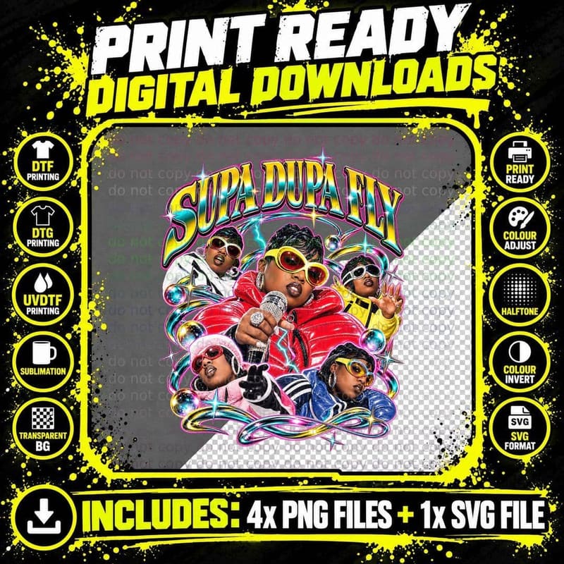 Missy Elliott Supa Dupa Fly Vintage Bootleg 1998 Hip Hop Png SVG Digital Bundle